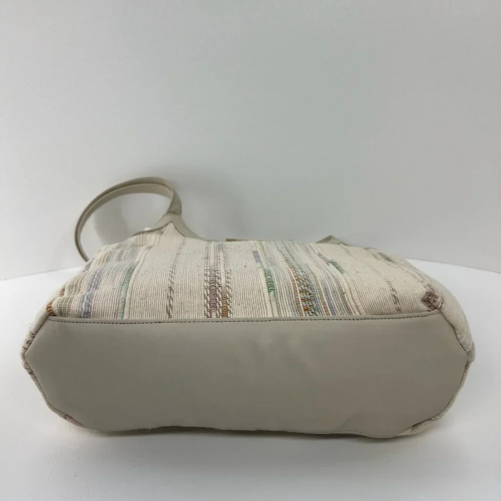 Vintage Valerie Barad Shoulder Bag Woven Fabric Beige New with Tags